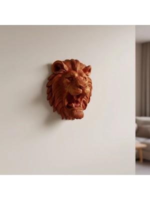 Ronanna Gold Kırmızı Aslan Duvar Dekoru Asılabilir Hediyelik 3D Heykel 20X21 cm