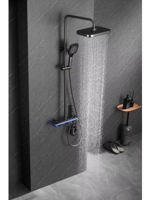 Konk Tools Gun Grey Dijital Duş Sistemi - Piyano Butonlu 4 Fonksiyonlu Yağmurlama Seti - Full Bakır Gövde