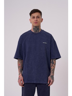 Machinist Erkek Luxury Yıkamalı Basic Oversize Tişört Gece Mavisi