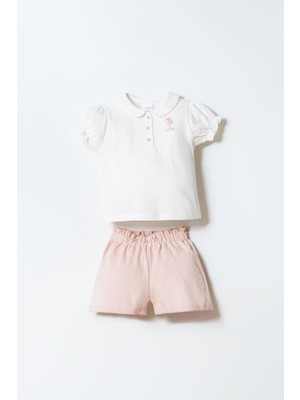 U.s. Polo Assn. Kız Bebek Beyaz Şort Takım Homewear Temalı Regular Fit 2 Parça