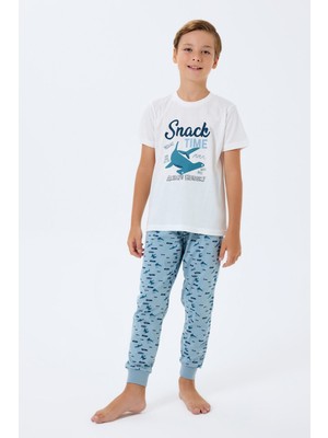 Rolypoly Erkek Çocuk Beyaz Pijama Takım RP3743-C-V2