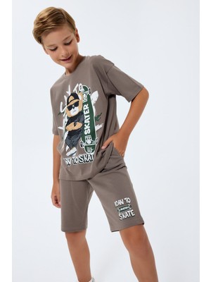 Rolypoly Erkek Çocuk Kahverengi Bermuda Takım