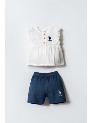 U.s. Polo Assn. Kız Bebek Krem Şort Takım