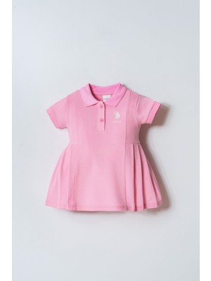 U.S. Polo Assn Kız Bebek Pembe Elbise Günlük Stil Regular Kalıp için Özel Tasarım
