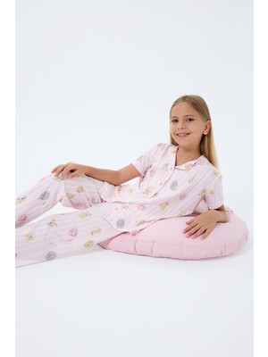 Rolypoly Kız Çocuk Pembe Gömlek Pijama Takım