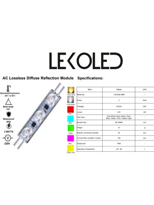 Lekoled 10 Adet KIRMIZI MODÜL LED 220V