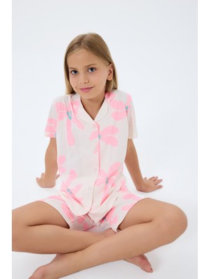 Rolypoly Kız Çocuk Krem Gömlek Şort Takım