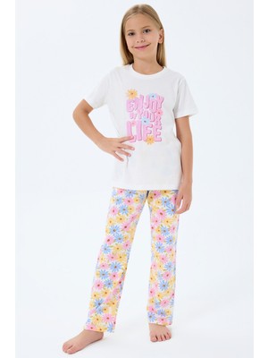 Rolypoly Kız Çocuk Beyaz Pijama Takım RP3782-C-V1