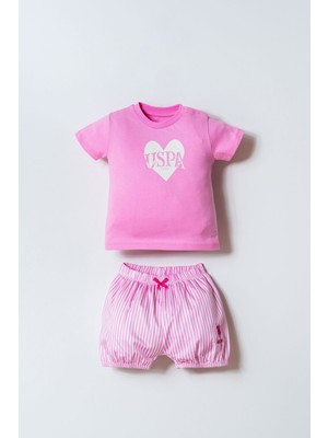 U.s. Polo Assn. Kız Bebek Pembe Şort Takım