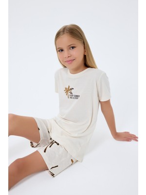 Rolypoly Kız Çocuk Krem Şort Takım