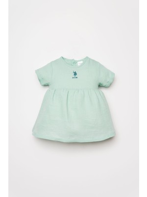 U.S. POLO ASSN U.S Polo Assn. Kız Bebek Yeşil Elbise