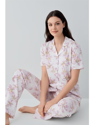 Arnetta Kadın Krem Gömlek Pijama Takım