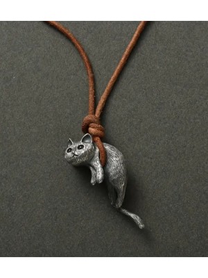 Yaratıcı Sanatlar Atölyesi Retro Sevimli Metal Kedi Kolyesi Sevimli ve Şık Sevgililer Günü Kolyesi