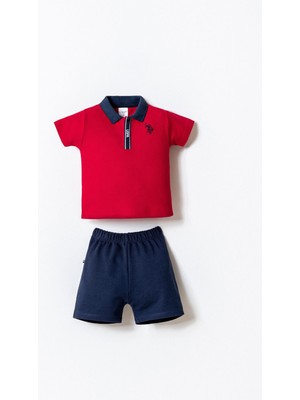 U.s. Polo Assn. Erkek Bebek Kırmızı Şort Takım Regular Fit Tasarım ile Günlük Stil