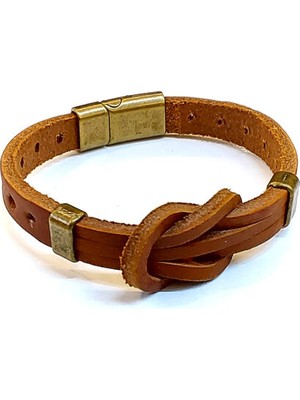 Herşey Nota Terra Knot – Kahverengi Hakiki Deri Erkek Bileklik (Düğüm DETAYLI)-1454