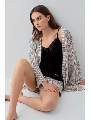 Pierre Cardin Kadın Siyah 3lü Sabahlık Takım