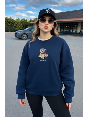 Fashion Friends Nakışlı Kadın Oversize Sweatshirt 25K0244K1