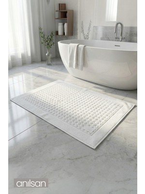 Anılsan Beyaz Stepia Ayak Havlusu - 50x70 Cm, 245 Gr, %100 Pamuk, Spa Ve Otel Banyo Paspası