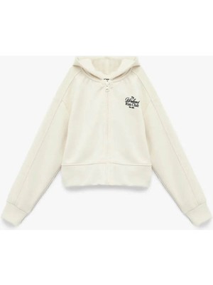 Koton Fermuarlı Kapşonlu Ekru Kız Çocuk Sweatshirt 6WKG10281AK