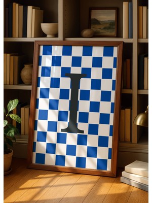 Fuart.Co I Harfi Lacivert Damalı Dijital Baskı Poster (Çerçevesiz) Hrfu