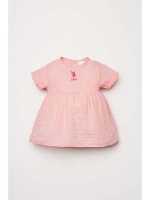 U.S. POLO ASSN Kız Bebek Pembe Elbise Standart Kalıp ile Özel Olaylar için Şık Seçim