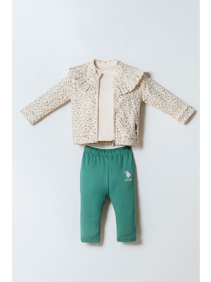 U.s. Polo Assn. Kız Bebek Krem 3lü Takım