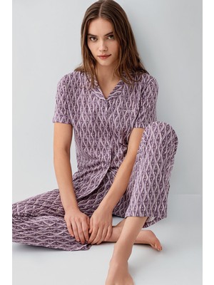 Pierre Cardin Kadın Mor Gömlek Pijama Takım