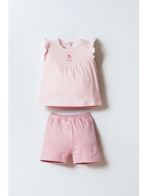 U.s. Polo Assn. Kız Bebek Kahverengi Şort Takım