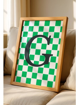 Fuart.Co G Harfi Yeşil Damalı Dijital Baskı Poster (Çerçevesiz) Hrfu