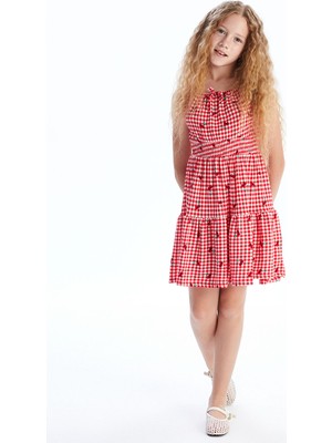 Lc Waikiki Yeni Sezon Kare Yaka Ekose Kız Çocuk Elbise