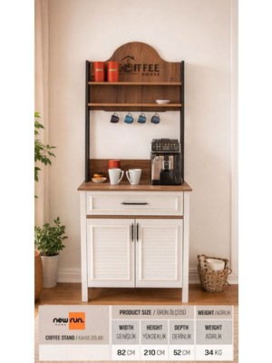 Neva Kahve Köşesi Çekmeceli Çok Amaçlı Mutfak Dolabı Sepet