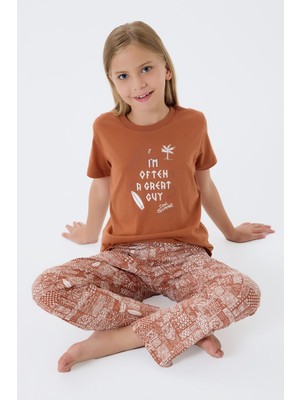 Arnetta Kız Çocuk Kahverengi Pijama Takım