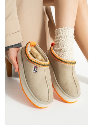 Texfoot Valentine Süet Içi Kürklü Renkli Taban Tazz Terlik