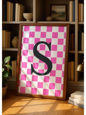 Fuart.Co S Harfi Pembe Damalı Dijital Baskı Poster (Çerçevesiz) Hrfu