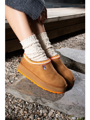 Texfoot Valentine Süet Içi Kürklü Renkli Taban Tazz Terlik