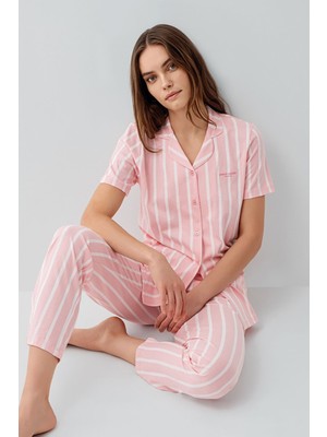 Pierre Cardin Kadın Pembe Gömlek Pijama Takım
