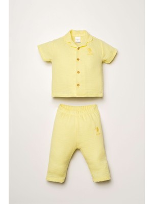 U.S. Polo Assn. U.S. POLO ASSN Kız Bebek Sarı Takım Regular Fit Yaz Temalı Rahat Giysi