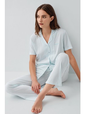 Pierre Cardin Kadın Mavi Gömlek Pijama Takım