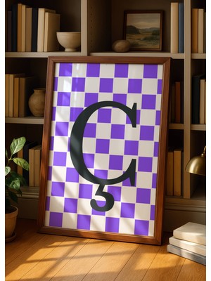 Fuart.Co Ç Harfi Mor Damalı Dijital Baskı Poster (Çerçevesiz) Hrfu