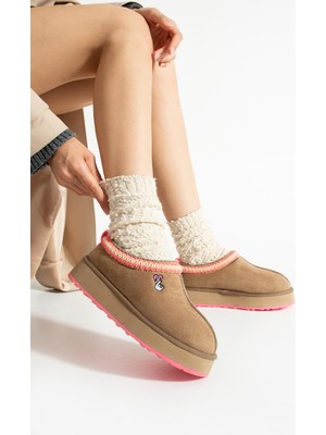 Texfoot Valentine Süet Içi Kürklü Renkli Taban Tazz Terlik