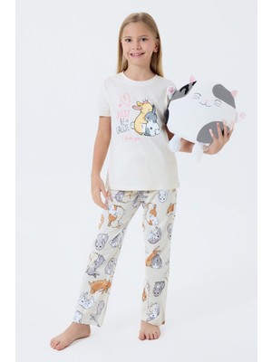 Rolypoly Kız Çocuk Krem Pijama Takım