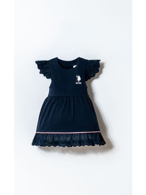 U.s. Polo Assn. Kız Bebek Lacivert Elbise Regular Kalıp Özel Olay İçin Şık Homewear