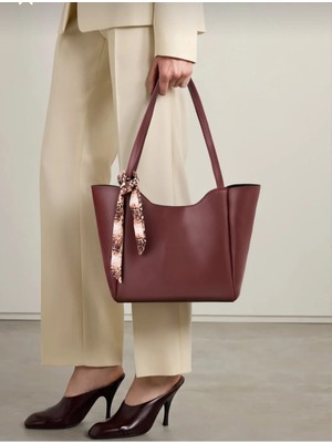 Kadın Fular Detay Büyük Boy Kol ve Omuz Çantası Bordo