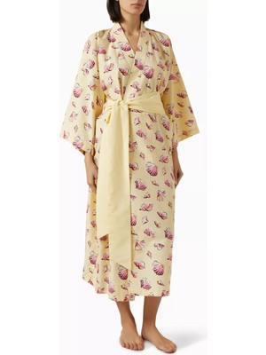 Olivia von Halle Amaya Helios Pamuk-Ipek Sabahlık Midi, Desenli ve Lüks Tasarım