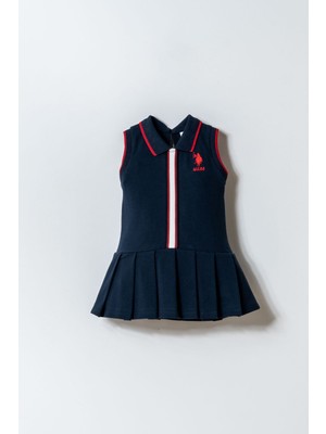 U.s. Polo Assn. Kız Bebek Lacivert Elbise Standart Yaka ile Homewear için Rahat ve Şık