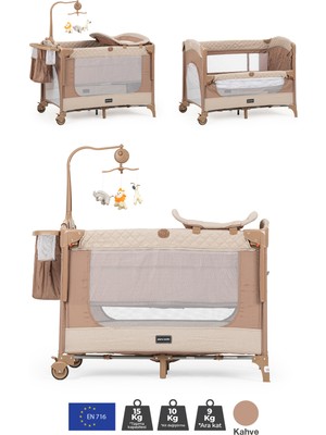 Pierre Cardin Luna Anne Yanı Park Yatak ve Oyun Parkı 60X100 Kahve