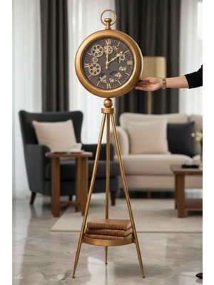 Rossev Heritage Gold Çarklı Tripod Ayaklı Dekoratif Saat