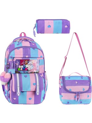 KumOziShop Kore Tarzı Kalp Uzay Desenli Ortopedik Su Geçirmez Çanta Termal Beslenme ve Kalemlik