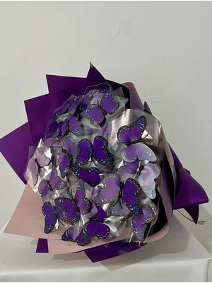 Ledli Mor Kelebek Buketi