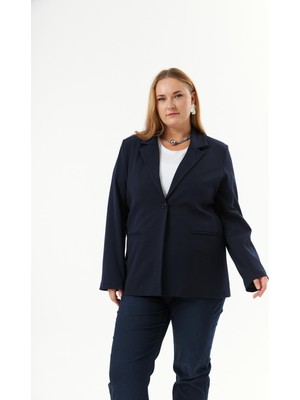 Rmg Büyük Beden Fileto Cep Astarlı Ceket Lacivert1